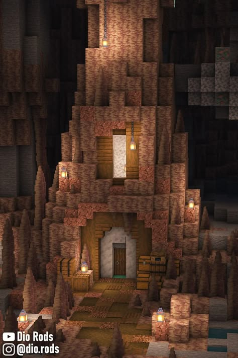 Dripstone Cave Base Idea for Minecraft Survival! Minecraft Cave House, Lush Cave, Minecraft Museum, Minecraft House Tutorial, Minecraft Cave, Minecraft Underground, Survival Minecraft, Minecraft Starter House, House Tutorial