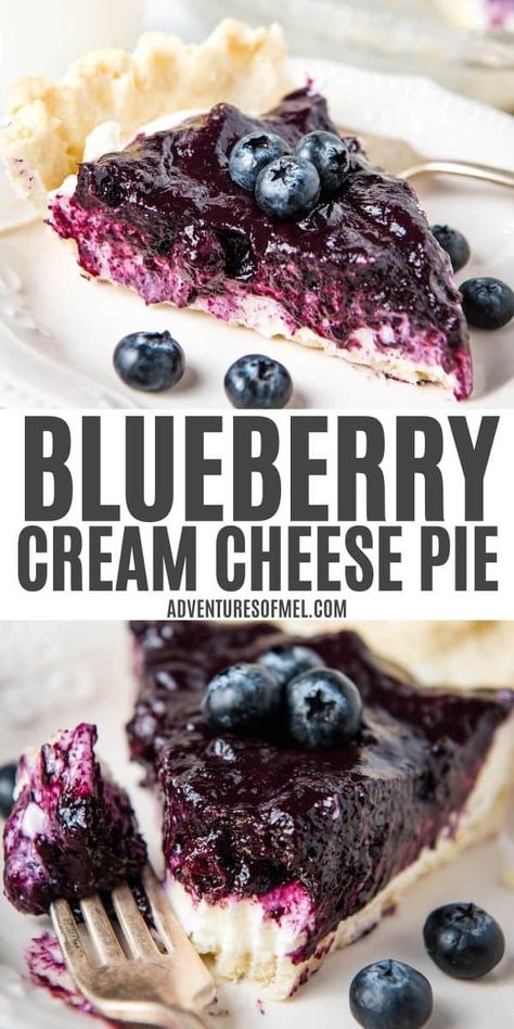 Blueberry Cream Cheese Pie, Cream Cheese Pie Recipes, Blueberry Pies, Easy Blueberry Pie, Blueberry Goat Cheese, Blueberry Cream Pies, Blueberry Desserts Recipes, Desserts Table, July Desserts