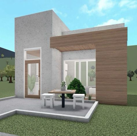 bloxburg small house layouts Starter House Bloxburg, Small Modern Exterior, Layouts For Bloxburg, Small House Bloxburg, 2 Story Exterior, Leilani Aesthetic, Apartment Loft Ideas, Cute Small Houses, Bloxburg House Ideas 1 Floor