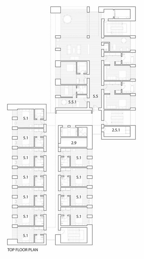 Hotel Project Architecture, Residential Plan, Small Hotel Room, Student Hotels, Hotel Facade, Hotel Floor Plan, Hostels Design, Space Words, Hotel Floor