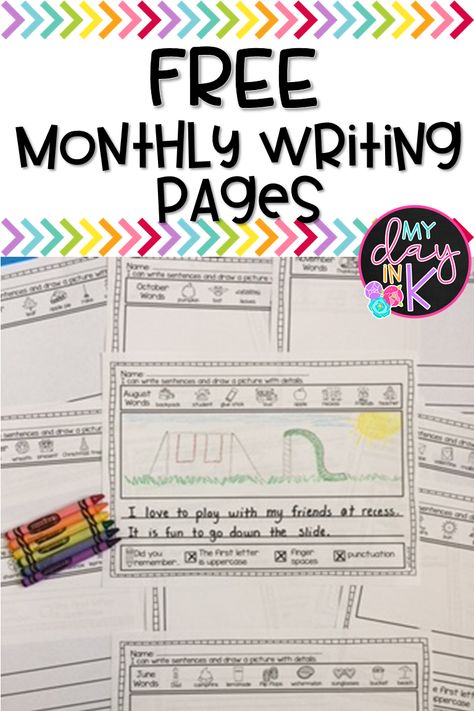 Download these FREE Monthly Writing Pages when you sign up for our email list. Each month has vocabulary words related to that month as well as a writing checklist to help your students with their writing skills. If you are a Kindergarten or First Grade Teacher these monthly writing pages are for you. Perfect to use during writing workshop! Click the picture to sign up and receive your FREE download as well as teaching ideas and activities throughout the year! Daily 5 Writing Activities, Writing Workshop First Grade, Writing Activities For Kindergarten Free, Writing 1st Grade Activities, First Grade Writing Activities Free, Special Education Writing Activities, Work On Writing Kindergarten, Writing Ideas For Kindergarten, Teaching Writing In First Grade