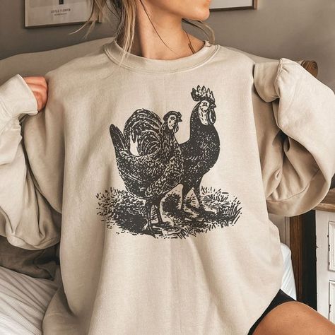 Chicken Sweatshirt, Womens Chickens Sweatshirt, Chicken Lover Gift, Chicken Mama Earth Clothes, Rooster Shirt, Bird Sweater, Chicken Mama, Chicken Farmer, Chicken Lover Gifts, Farmer Shirt, Cotton Polyester Fabric, Pullover Outfit