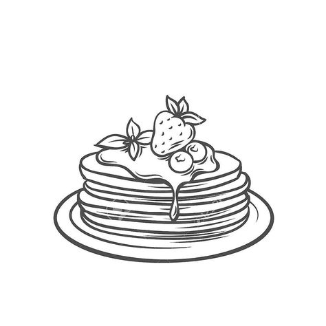 Hot Cakes Dibujo, Pancake Doodle, Pancakes Drawing, Mini Pan Cakes, Pancake Drawing, Desserts Drawing, Food Coloring Pages, Instagram Template Design, Small Canvas Art