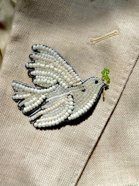 Excited to share the latest addition to my #etsy shop: Handmade embroidery brooch The Dove of peace, inspired by Pablo Picasso painting. White bird seed beads brooch. Symbol of peace brooch. Beads Brooch, Seed Art, Peace Bird, Pablo Picasso Paintings, Dove Of Peace, Embroidery Brooch, Embroidered Brooch, Symbol Of Peace, Pearl Embroidery