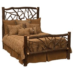 This is our brand new bark-on Hickory Log Bed with Hickory Twig headboard and footboard. Made in America and delivered free to 48 states. #hickory #log #bed #twig Log Bed, Hickory Furniture, Bed Wood, Standard Bed, Log Furniture, Solid Wood Bed, Bed Size, Wood Beds, Rustic Bedroom