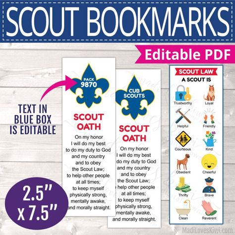 cub-scout-graphic-bookmark-TPT-byMadiLovesKiwi-01 Scout Oath And Law, Cub Scout Oath, Cub Scout Law, Scout Oath, Make Bookmarks, Scout Law, Cub Scout Crafts, Cub Scouts Tiger, Cub Scout Activities