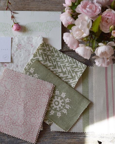 Green Mood Board, Peony And Sage, Modern Cottage Style, Nature Texture, Fabric Board, Sunroom Designs, Design Boards, Texture Fabric, Modern Cottage