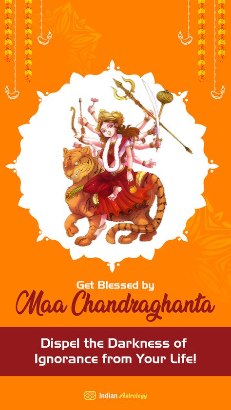 Devote the third day of Sharad Navratri 2023 to honoring Goddess Chandraghanta. Explore the profound significance of her blessings and the rituals conducted in her name. Goddess Chandraghanta, Maa Chandraghanta, Navratri 2023, Goddess Durga, Durga Goddess