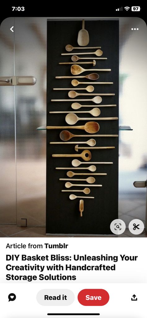 Diy Basket, Wooden Spoons, Spoons, Storage Solutions, Art Inspiration, Wall Decor, Wall Art, Wall, Art