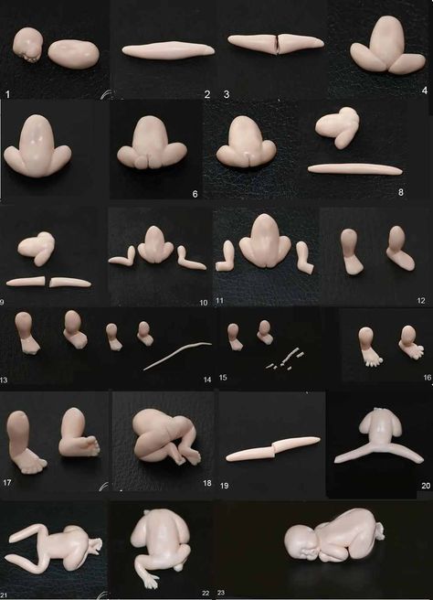 Baby Sculpting Tutorials, Polymer Clay Figures, Tanah Liat, Clay Baby, Polymer Clay Dolls, Sculpting Clay, Clay Dolls, Polymer Clay Projects, Polymer Clay Tutorial