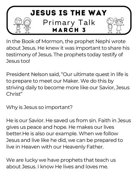 March Primary Talks 2024.pdf | Powered by Box Lds Primary Talks, Primary Talks, Jesus Is The Way, Lds Primary, The Book Of Mormon, Book Of Mormon, March 2024, Jesus Is, The Way