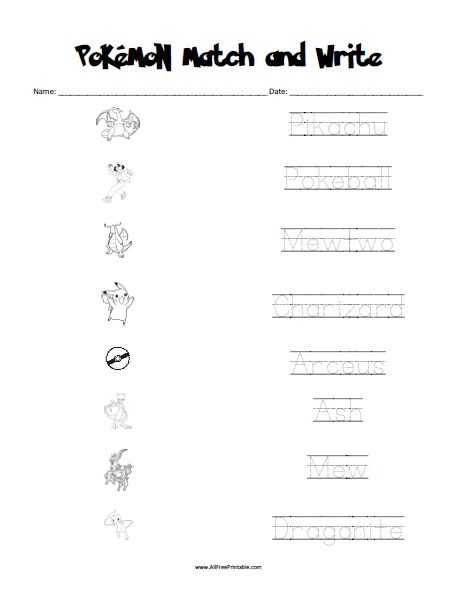 Free Printable Pokemon Matching Worksheet Pokemon Writing, I Spy Pokemon Printable, Pokemon Worksheets, Pokemon Homeschool, Pokemon Worksheets Free Printables, Pokemon Writing Activities, Pokemon Word Search, Pokemon Reading Activities, Pokemon Educational Activities