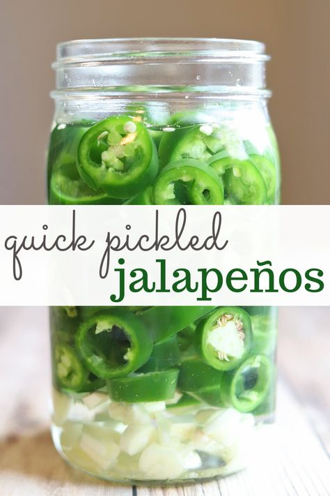 Quick pickled jalapeños take only 10 minutes to make. They last for weeks in the refrigerator (if you can wait that long to eat them!) I like to include thinly sliced garlic for extra flavor & another treat in the jar. They make almost any meal better! #pickledjalapenos #refrigeratorpickles #quickpickles Quick Pickled Jalapenos, Pickled Jalapeno Recipe, Pickled Pepper Recipe, Canned Jalapenos, Pickled Jalapenos, Cranberry Salsa, Canning Vegetables, Canning Recipe, Poppers Recipe