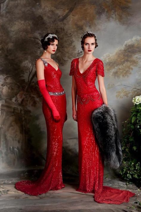 Stand out from the crown in these bold designs! Great Gatsby Red Dress, Gatsby Red Dress, Vintage Royal Dress, Vintage Hollywood Dresses, Moulin Rouge Dress, 1920s Inspired Fashion, Great Gatsby Prom Dresses, Red Flapper Dress, Great Gatsby Prom