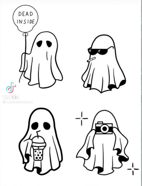 Ghost Doing Things Drawing, Cute Ghost Flash Tattoo, Halloween Doodle Tattoo, Doodle Drawings Halloween, Cute Small Easy Doodles Halloween, Best Friend Tattoos 2 People, Ghost With Camera Tattoo, Ghost Flash Art, Spooky Simple Drawings