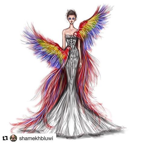 Style, Design & Class | #Repost @shamekhbluwi with @get_repost  ・・・... Bird Inspired Fashion, Sketches Step By Step, Fashion Design Inspiration, Fashion Model Sketch, Scarlet Macaw, Fashion Figure Drawing, Model Sketch, Dress Illustration, Fashion Drawing Tutorial