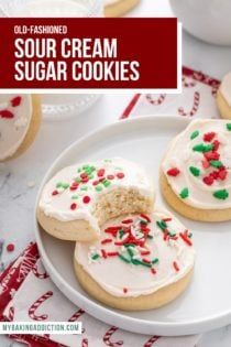 Sugar Cookies Sour Cream, Sour Cream Sugar Cookie Recipe, Recipes For Christmas Cookies, Sour Cream Cookies, Sour Cream Sugar Cookies, Cheesecake Frosting, Most Pinned, Easy Frosting, Caramel Bars