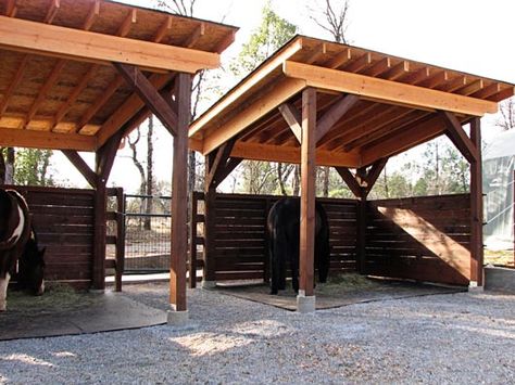 mjshelter Pasture Shelter, Horse Shed, Horse Paddock, Loafing Shed, Barn Stalls, Horse Shelter, Horse Barn Plans, Run In Shed, Horse Facility