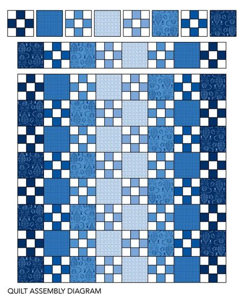 Quilts With Blue Background, Single Bed Quilt Pattern, Diamond Chain Quilt Pattern, Blue Irish Chain Quilt, 9 Block Quilt Patterns Simple, Irish Chain Quilt Pattern Variations, Blue And White Quilts Patterns Simple, Blue Quilts Patterns Free, 3 Color Quilt Patterns