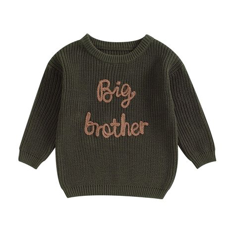 PRICES MAY VARY. MATERIAL: Our baby sweater is made of high quality 95% cotton and 5% polyester,ultra soft,skin-friendly,durable and not easy to deform,good breathability,and comfortable to wear DESIGN: Baby boys sweater is letter embroidery,crew neck,long sleeve design,loose fit,pretty and fashionable,can make your baby more cute and get more compliments OCCASIONS: toddler boy sweater is suitable for party,camp,travel,picnics,photograph,school,birthday,indoor,outdoor,halloween,christmas,thanksg Brother Matching Outfits, Boys Knit Sweaters, Toddler Outerwear, Sweatshirt Romper, Big Brother Little Brother, Baby Boy Sweater, Baby Boy Knitting, Brother Embroidery, Cool Baby