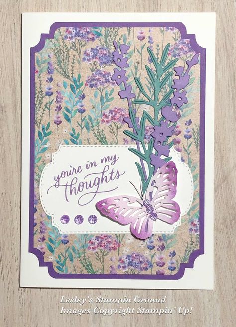 Lesley's Stampin Ground : Perennial Lavender Stampin Up Sympathy Cards, Lavender Stamp, Painted Lavender, Designer Paper Cards, Card Sketches Templates, Purple Cards, Pumpkin Cards, Hand Made Greeting Cards, Birthday Cards For Women