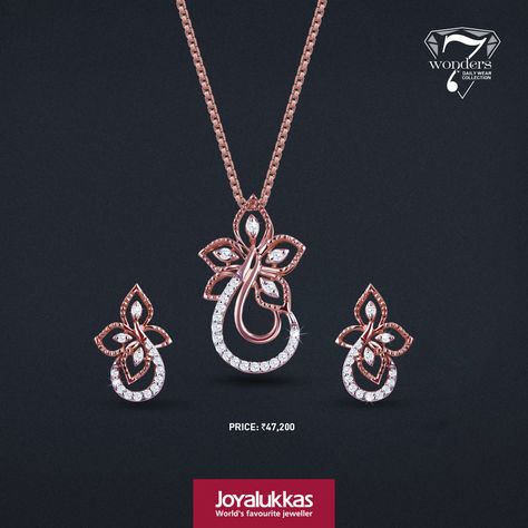 7 WONDERS - DAILY WEAR DIAMOND JEWELLERY COLLECTION  #joyalukkas #diamond #jewellery #jewelry #designer #style #elegant #ring #woman #fashion #dailywear #7wonders #happydiamonds Pendent Set Diamond, Small Pendent Set Diamond, Titan Eye, Simple Diamond Jewelry, Jewellery Bangles, 7 Wonders, Diamond Pendent, Diamond Pendants Designs, Gold Jewelry Simple Necklace