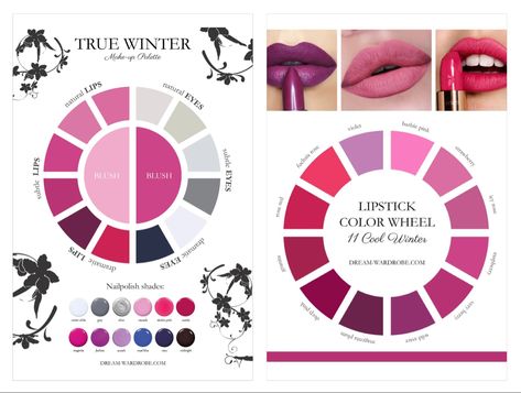 Instyle Color Crash Course, True Winter Palette, Winter Skin Tone, True Winter Color Palette, Cool Winter Color Palette, Soft Summer Color Palette, Deep Winter Colors, Makeup Life Hacks, Winter Lips