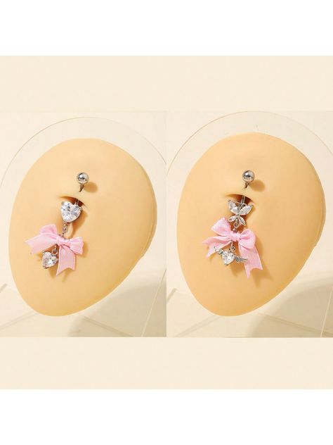 1pc Sweet Style Pink Bowknot-Shaped Cubic Zirconia Pendant Belly Button Ring For Y2K Women, Stainless Steel Piercing Navel Ring For Summer BeachI discovered amazing products on SHEIN.com, come check them out! Piercing Navel, Belly Piercings, Y2k Women, Navel Ring, Pink Things, Belly Button Ring, Navel Rings, Button Ring, Belly Ring