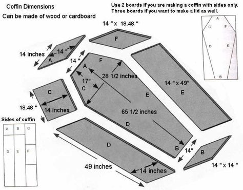 Make Your Own Coffin For Halloween!  It's not too difficult to make a coffin out of cardboard, wood or even styrofoam. Coffin Plans, Dekorasi Halloween, Koti Diy, Table Halloween, Halloween Fest, Casa Halloween, Halloween Coffin, Halloween Prop, Halloween Tattoo