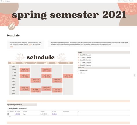 21 Aesthetic Notion Dashboards From The Community College Schedule Template Aesthetic, Notion College Dashboard, Notion Schedule Idea, Notion Classes Page, Uni Notion Template, Timetable Template Aesthetic, Notion Schedule, College Notion Template, 21 Aesthetic