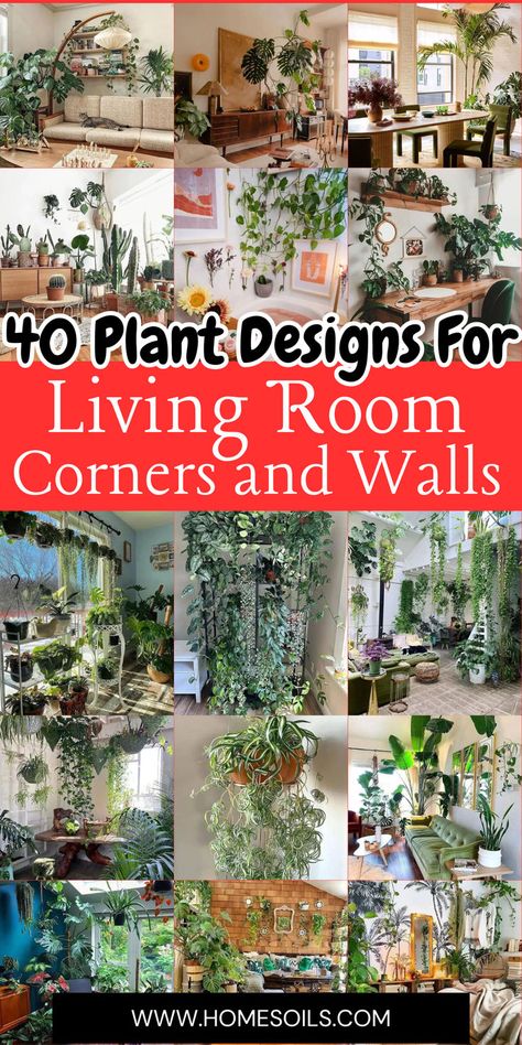 Discover 40 creative plant designs for living room corners and walls to bring nature indoors. Explore stylish arrangements, chic planters, and vibrant greenery perfect for enhancing your space. Transform your living room with these inspiring plant decor ideas. Living Room Corners, Indoor Plants Decor Living Room, Plant Decor Living Room, Designs For Living Room, Indoor Plant Display, Wall Hanging Decorations, Indoor Plant Wall, Corner Plant, Plants Wall