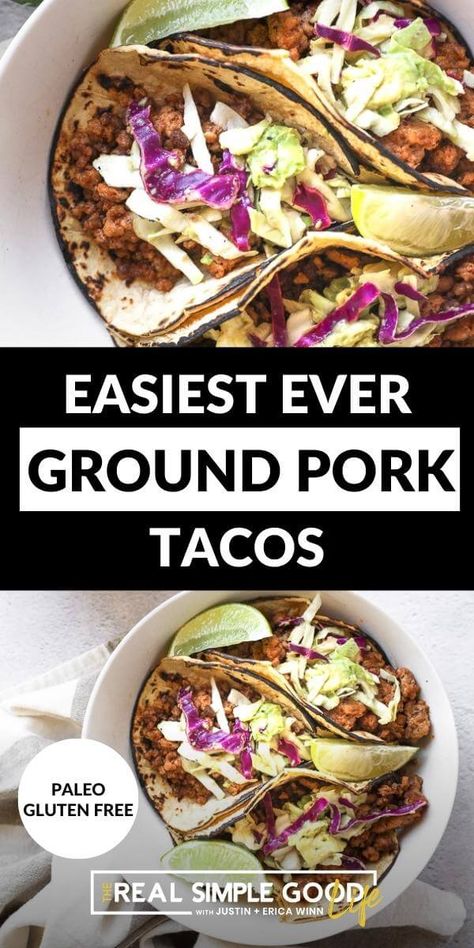 Ground Pork Tacos With Slaw, Pork Sausage Tacos, Pork Tacos With Slaw, Ground Pork Tacos, Sausage Tacos, Street Taco Recipe, Southwestern Recipes, Ground Pork Recipes, Paleo Pork