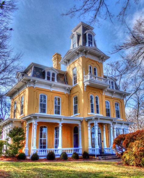 Second Empire House Exterior, House Design Victorian, Shelby North Carolina, Incredible Houses, Gothic Houses, Second Empire House, Empire House, Lovely Houses, Mansion Living