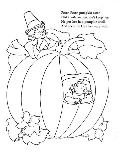 1952 Mother Goose Cut-Out Coloring Book Pumpkin Story, Peter Pumpkin Eater, Peter Peter Pumpkin Eater, Paint Book, Peter Pumpkin, Pumpkin Eater, Owl Coloring Pages, Vintage Coloring Books, Fairytale Nursery