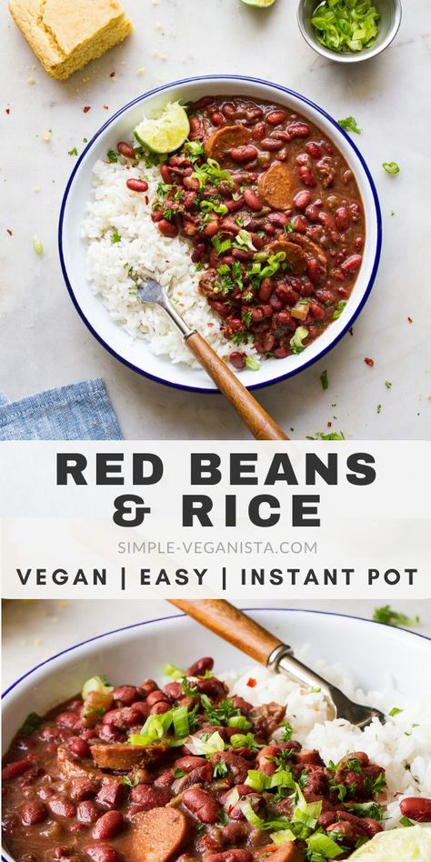 Red Kidney Beans In Instant Pot, Veggie Red Beans And Rice Recipe, Red Beans Recipe Vegan, Red Bean Recipes Vegan, Red Beans And Rice Instant Pot, Kidney Beans Instant Pot, Rice Vegan Recipes, Instapot Vegan Recipes, Wfpb Recipes No Oil