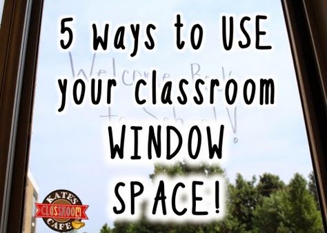 If you are like me, you try to utilize every inch of your classroom.  I'm fortunate to have a room with an entire wall of windows, so I h... Classroom Windows Ideas, Classroom Window Ideas, Classroom Window Decorations, Classroom Windows, Classroom Cafe, Small Classroom, Science Lessons Middle School, Wall Of Windows, Schoolhouse Rock