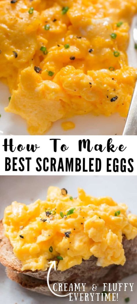 Easy Scrambled Eggs, Cheesy Scrambled Eggs, Best Scrambled Eggs, Best Egg Recipes, The Egg Diet, Scrambled Eggs With Cheese, Easy Egg Recipes, Fluffy Scrambled Eggs, Creamy Scrambled Eggs