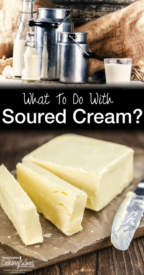 So you’ve learned how to make homemade cultured cream, but what do you do when the cream on top of your raw milk goes sour? I have good news for you! Raw milk and cream *sour* rather than go bad -- so you don't have to throw it out! Here's what to do with soured cream. #homemade #sour #cream #sourcream #recipe #raw Raw Cream, Make Sour Cream, Cheese Making Recipes, Homemade Sour Cream, Coconut Milk Yogurt, Making Butter, Sour Cream Recipes, Homemade Butter, Homemade Cheese