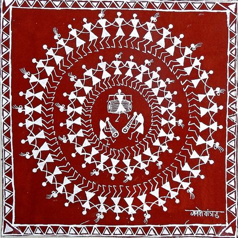 warli painting Warli Paintings, Colorful Art Paintings, Worli Painting, Warli Painting, Gond Painting, Warli Art, Ganesh Art Paintings, Bengali Art, Beach Art Painting