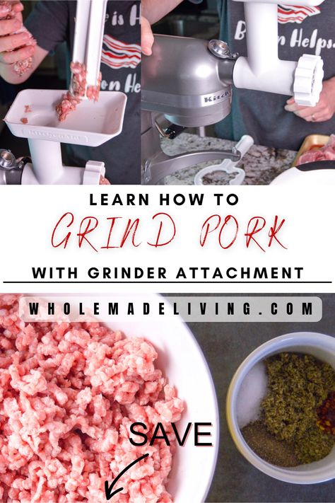 Are you ready to level up your culinary skills and take your meat processing to the next level? In this comprehensive guide, we'll walk you through the process of using a grinder attachment to grind pork, resulting in a flavorful and tender ground pork that's perfect for your favorite recipes! Your ground pork will taste better and you'll know exactly what's in it. Grinding Meat Recipes, Kitchenaid Food Grinder Recipes, Kitchenaid Meat Grinder Recipes, Meat Grinder Recipes, Grinder Recipes, Kitchenaid Meat Grinder, Kitchenaid Recipes, Best Pork Recipe, Kitchen Aid Recipes