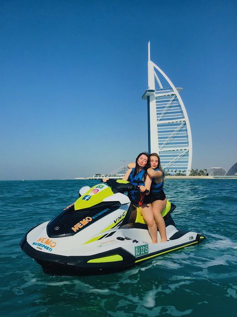 Dubai Jetski, Dubai Jet Ski, Vacation Content, Dubai Trip, Ski Pictures, Jet Skiing, Dubai Beach, Fake Profile, Burj Al Arab