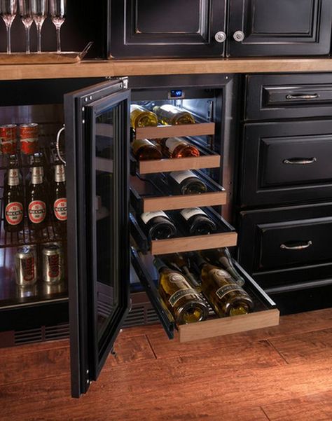 Undercounter Refrigerators – The New Must-Have In Modern Kitchens Undercounter Refrigerator, Pull Out Shelves, Wine Shelves, Casas Coloniales, Solid Doors, Cool Ideas, Wine Cabinets, Wine Fridge, Easy Home Decor