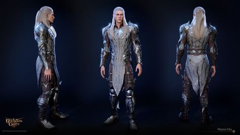 Baldurs Gate Concept Art, Elven Armor Concept Art, Baldurs Gate 3 Armor, Baldurs Gate 3 Characters, Astarion Cosplay, Senju Clan, Dnd Ocs, Character Challenge, Dnd Things