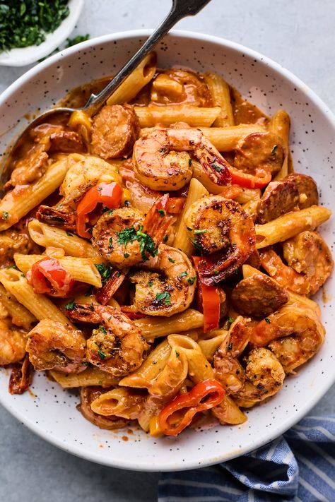 Cajun Shrimp Pasta | Olive & Mango Creamy Cajun Shrimp, Creamy Cajun Shrimp Pasta, Make Chicken Broth, Creamy Shrimp Pasta, Cajun Sauce, Cooking Magazine, Cajun Shrimp Pasta, Cajun Pasta, One Pot Pasta Recipes