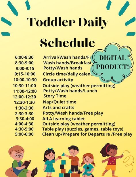 Daycare Schedule For Toddlers, Daycare Daily Schedule, Toddler Activities Daycare, At Home Daycare, Daycare Schedule, Home Daycare Ideas, Daycare Organization, In Home Daycare, Toddler Daycare