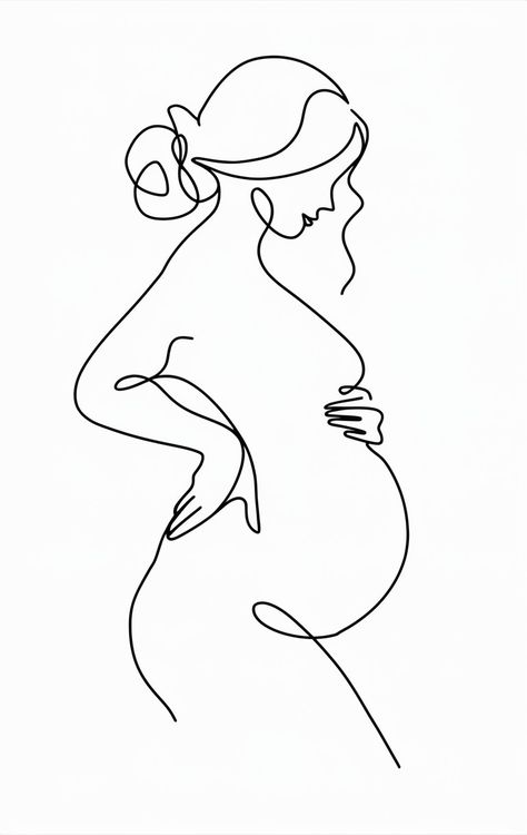 Pregnant Doodle, Pregnant Women Drawing, Pregnant Illustration, Pregnancy Drawing, Body Image Art, Silhouette Drawing, Cool Pencil Drawings, Watercolor Projects, Sun Tattoo