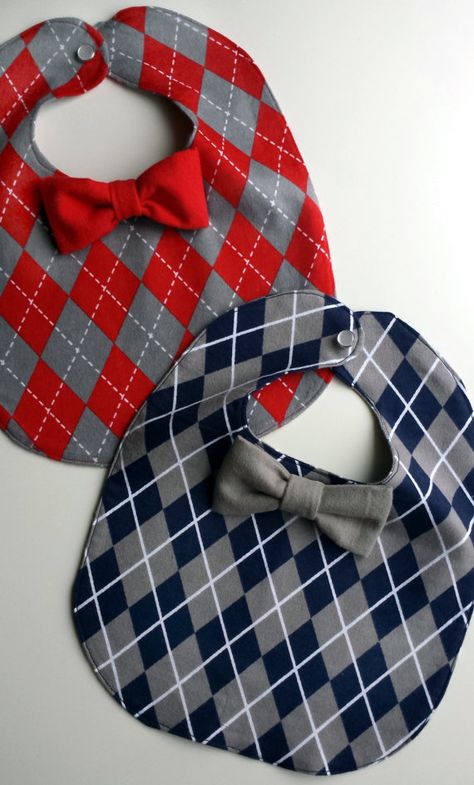 Baby Boy Red & Navy Blue Argyle by MoreAdventurousCo on Etsy Denim Baby, Baby Boy Bibs, Boy Bib, Diy Bebe, Baby Equipment Bandanas & Bibs, Bib Set, Baby Sewing Projects, Baby Projects, Easy Sewing Projects