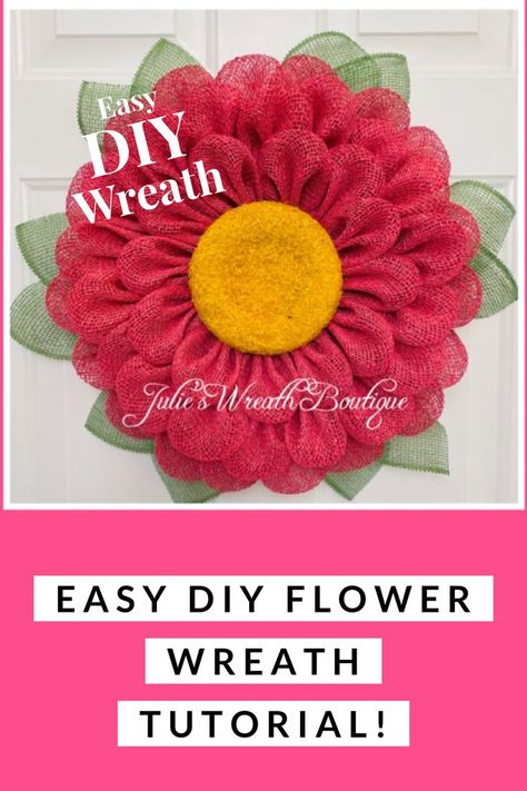 Make this adorable spring wreath with an easy DIY video instructions.   DIY Wreath, Wreath Making, Gerber Daisy, Zinnia, Spring Decor, Petals and Flowers, Home Decor Wreath, Burlap Wreath, Mesh Wreath #diy #wreath #curbappeal #homedecorideas #julieswreathboutique Diy Wreaths Easy, Wreaths Summer, Burlap Wreath Tutorial, Deco Mesh Wreaths Tutorials, Burlap Flower Wreaths, Burlap Wreath Diy, Deco Mesh Wreaths Diy, Mesh Wreath Tutorial, Gerber Daisy