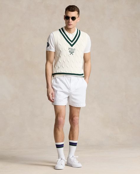 Wimbledon Cricket Sweater Vest Mens Tennis Outfit, Tennis Outfit Ideas, Sweater Vest Outfits, Cricket Sweater, Vest Outfits Men, Outfit Ideas Men, Sweater Vest Outfit, Wimbledon Tennis, Tennis Outfit