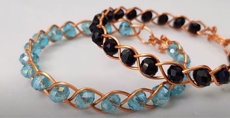 Beaded Necklace Diy, Diy Wire Jewelry, Diy Crystals, Braided Bracelet, Crystal Beads Bracelet, Copper Bracelet, Wire Bracelet, Bracelet Tutorial, Gorgeous Bracelet